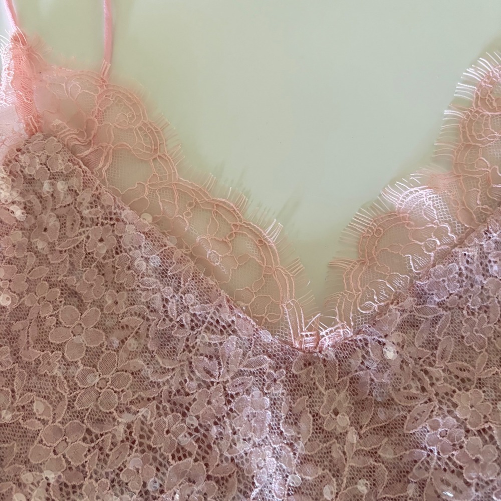 STAUD Kezia Top Cherry Blossom Pink Lace Sequin Cami 633-3744-CHB - Picture 4 of 8